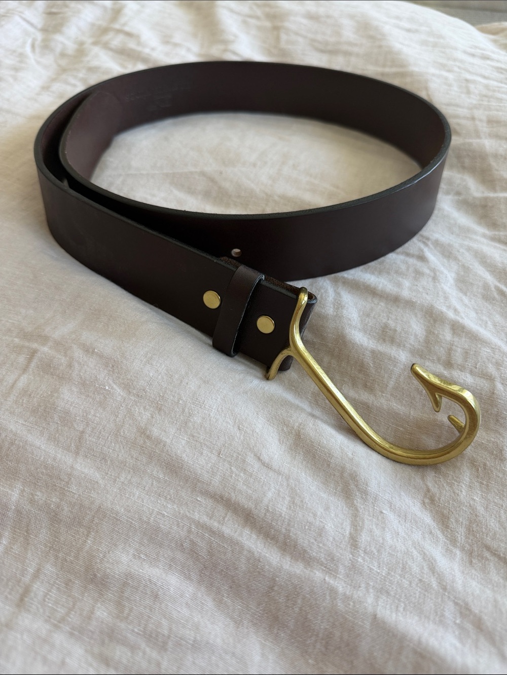 Vineyard Vines Dark Brown Leather Belt with Brass Hook